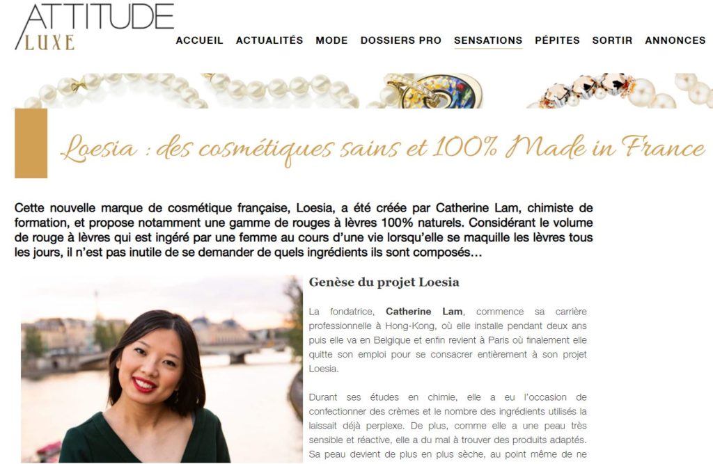 Loesia - Maquillage biologique et naturel fabriqué en France testé par Attitude Luxe