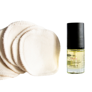 Loesia natural and organic French cosmetics. Makeup remover Set with Sweet Almond Oil cleansing Oil. Made in France
